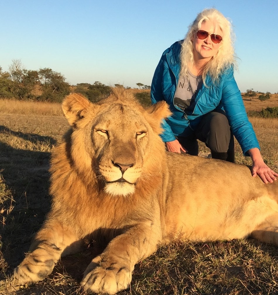 Lion and woman